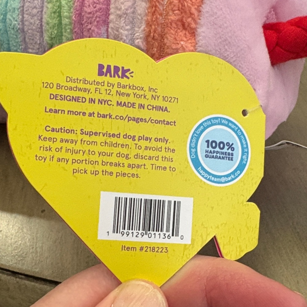 Bark Pastel Striped Squeak Farts Dog Toy - Picture 4 of 9
